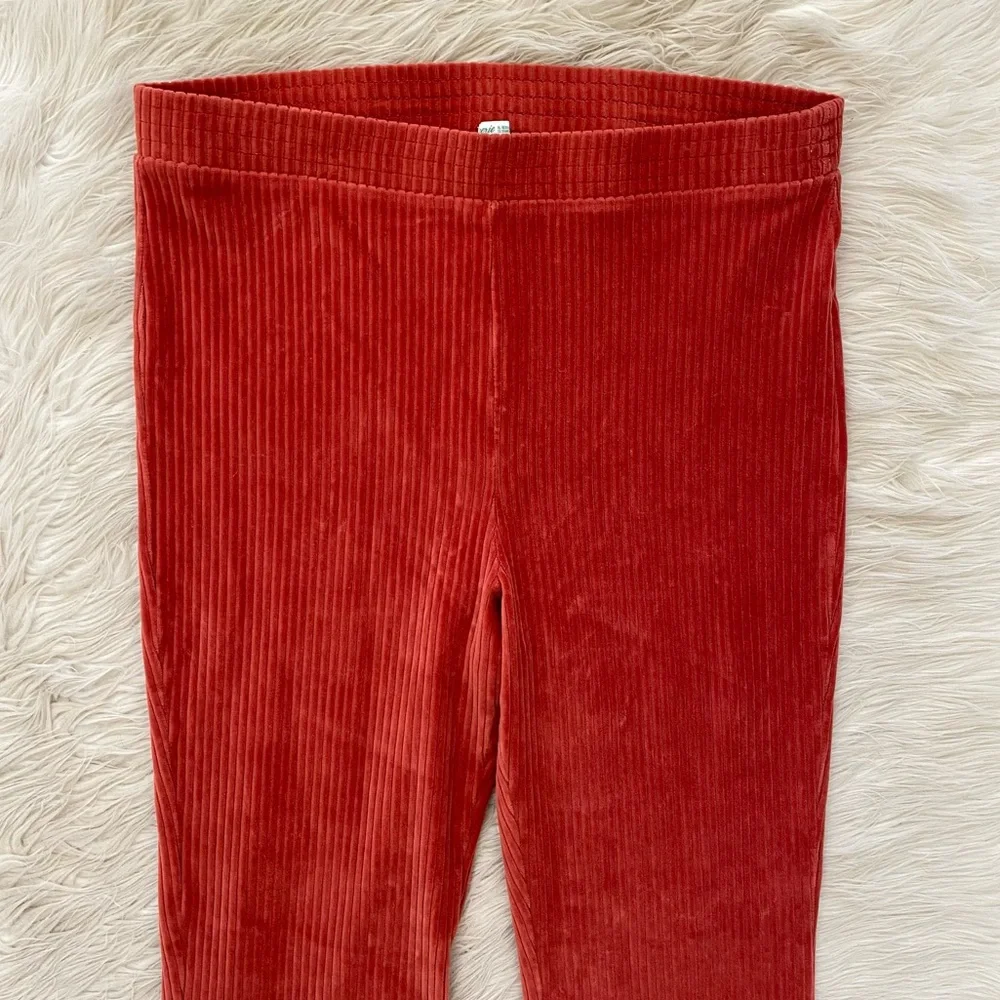 Aerie Groove On Burnt Orange Ribbed Velour Flare Pull On Pants Loungewear Active - Picture 3 of 11